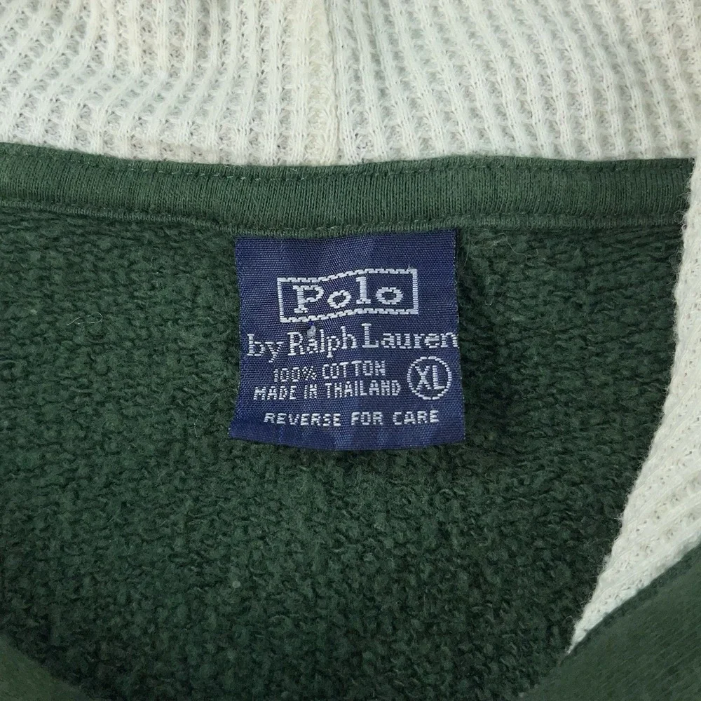 Vintage 90s Polo‎ Ralph Lauren Striped Hoodie Sweatshirt Green Red Mens Size XL